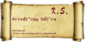 Krivácsy Sára névjegykártya